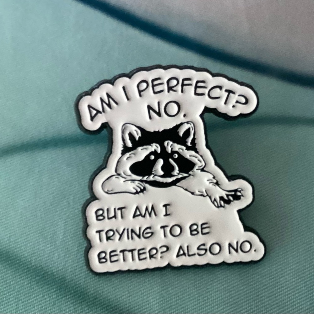 Raccoon Enamel Pin in Black and White